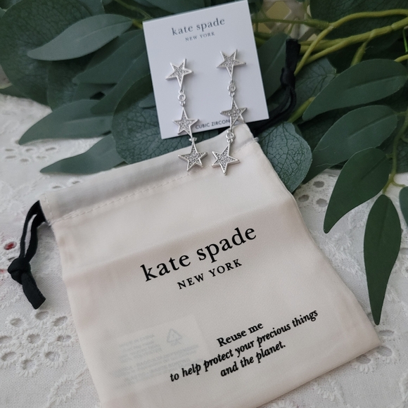 Kate Spade Silver Crystal Drop Earrings - Picture 3 of 6